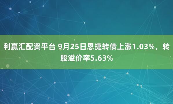 利赢汇配资平台 9月25日恩捷转债上涨1.03%，转股溢价率5.63%